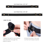 PALAY No Buckle Elastic Belt for Women and Men featuring Invisible Stretch Fit Up to 48 in | Black