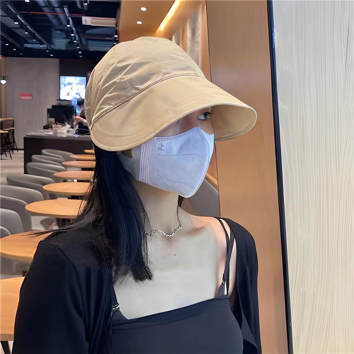 PALAY Polyester Bucket Hat for Women with Wide Brim and Adjustable Drawstring | Khaki 56–58 cm
