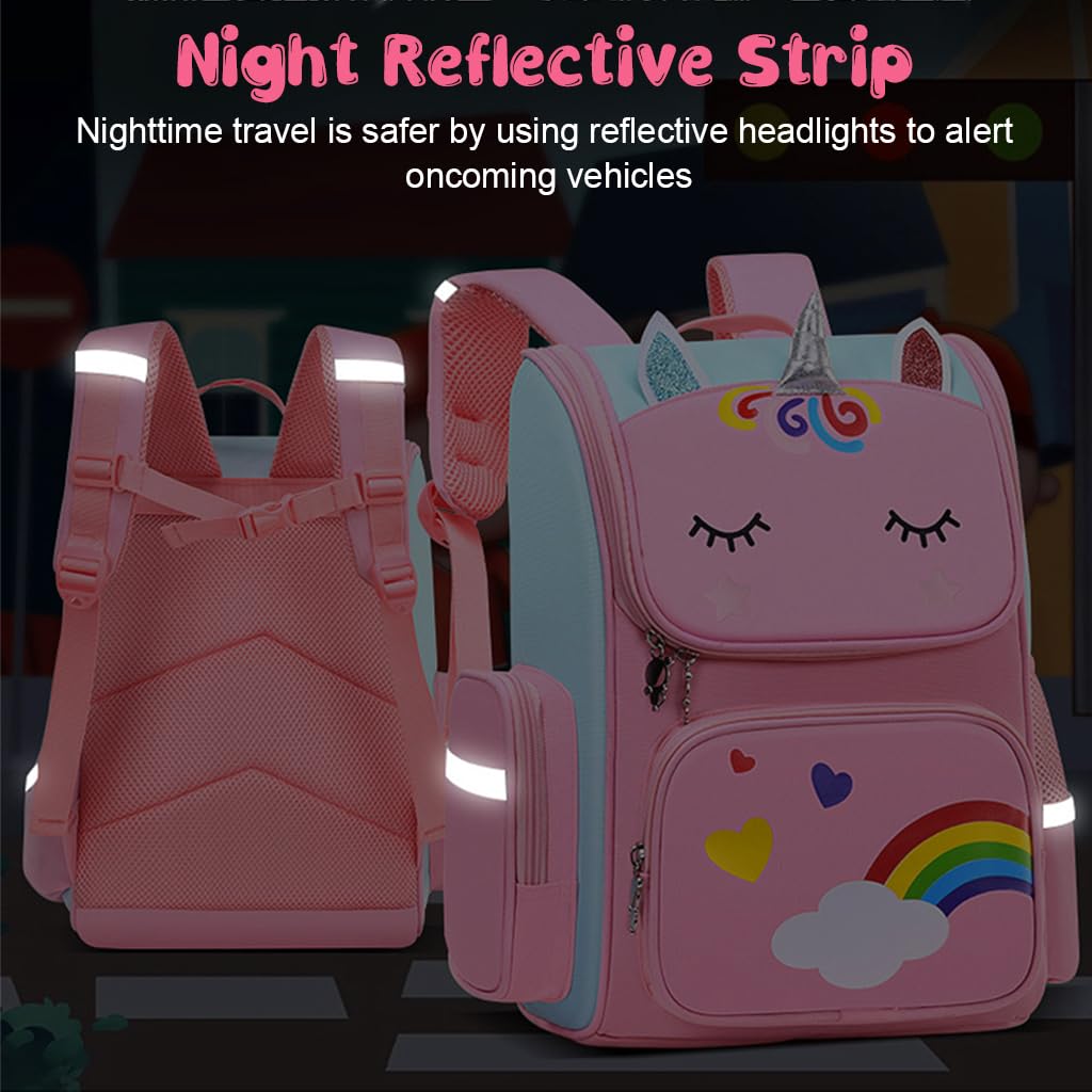 PALAY Girls Unicorn Backpack for School and Travel with Ergonomic Design 35x24x10cm Purple