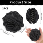 PALAY Rose Hair Claw Clips for Women featuring 4PCS 3.5 in Blooming Flower Design | Black and White