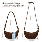 PALAY Shoulder Bag for Women featuring Knotted Strap and Zipper Closure 27x7x15 cm Brown Suede | Stylish Day to Evening Crossbody