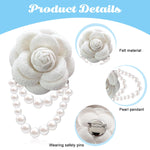 PALAY Camellia Flower Brooch for Women with Fabric Petals and Pearl Tassel | Elegant Gift