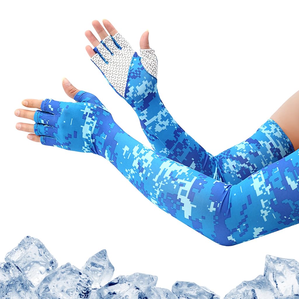 PALAY Arm Sleeves UV with Fingerless Glove Design for Cycling and Sports featuring UPF50+ Sun Protection | Cooling Ice Silk Fabric for Men and Women