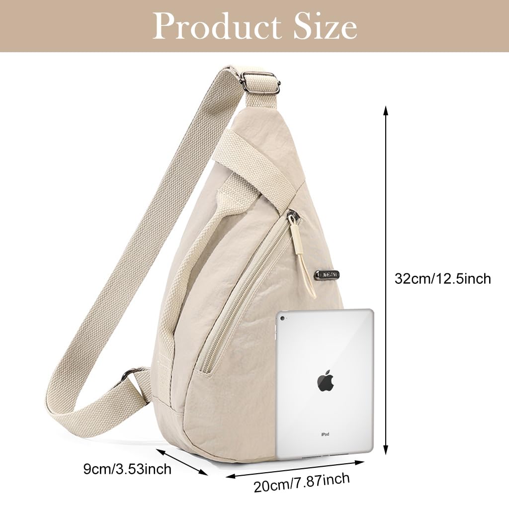 PALAY Chest Bag for Everyday Use with Zipper Pouch and Handle in Beige | Unisex Sling