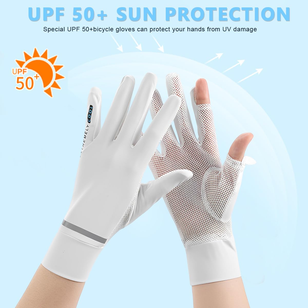 PALAY Hand Gloves for Sun Protection with UPF 50 and Open-Fingertip Design | Ice-Silk Breathable Gloves for Women