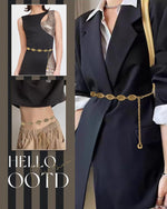 PALAY Boho Waist Belt for Women featuring Adjustable Fit and Golden Metal Concho Design 29.53 in