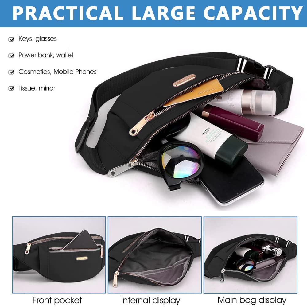 PALAY Waist Bags for Women with Adjustable Strap and Waterproof Oxford Cloth | 2PCS Lightweight Bumbag