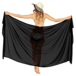 PALAY® Sarong Beach Coverups Long Chiffon Swimsuit Coverup Sarongs for Women Beach Wear Bikini Wrap Sheer Coverup - Black, 57 Inch