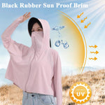 PALAY Sun Protection Jacket for Women UPF 50 Plus with Wide Brim Cap and Full Zip Hoodie | Lightweight Pink 3 PCS Set