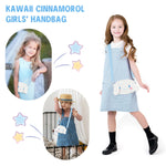 PALAY® Kawaii Girls Canvas Hand Bag Cartoon Cute Cinnamoroll Purse Bag for Girls Cute Phone Bag Crossbody Bag with Removeable Shoulder Strap Fashion Girls Day Bag Handbag, 20x13x5cm