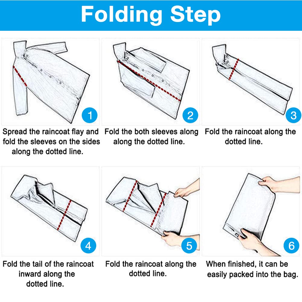 PALAY Rain Coat for Outdoor Use with Snap Button Closure and Drawstring Hood | 6PCS EVA Waterproof Free Size Black