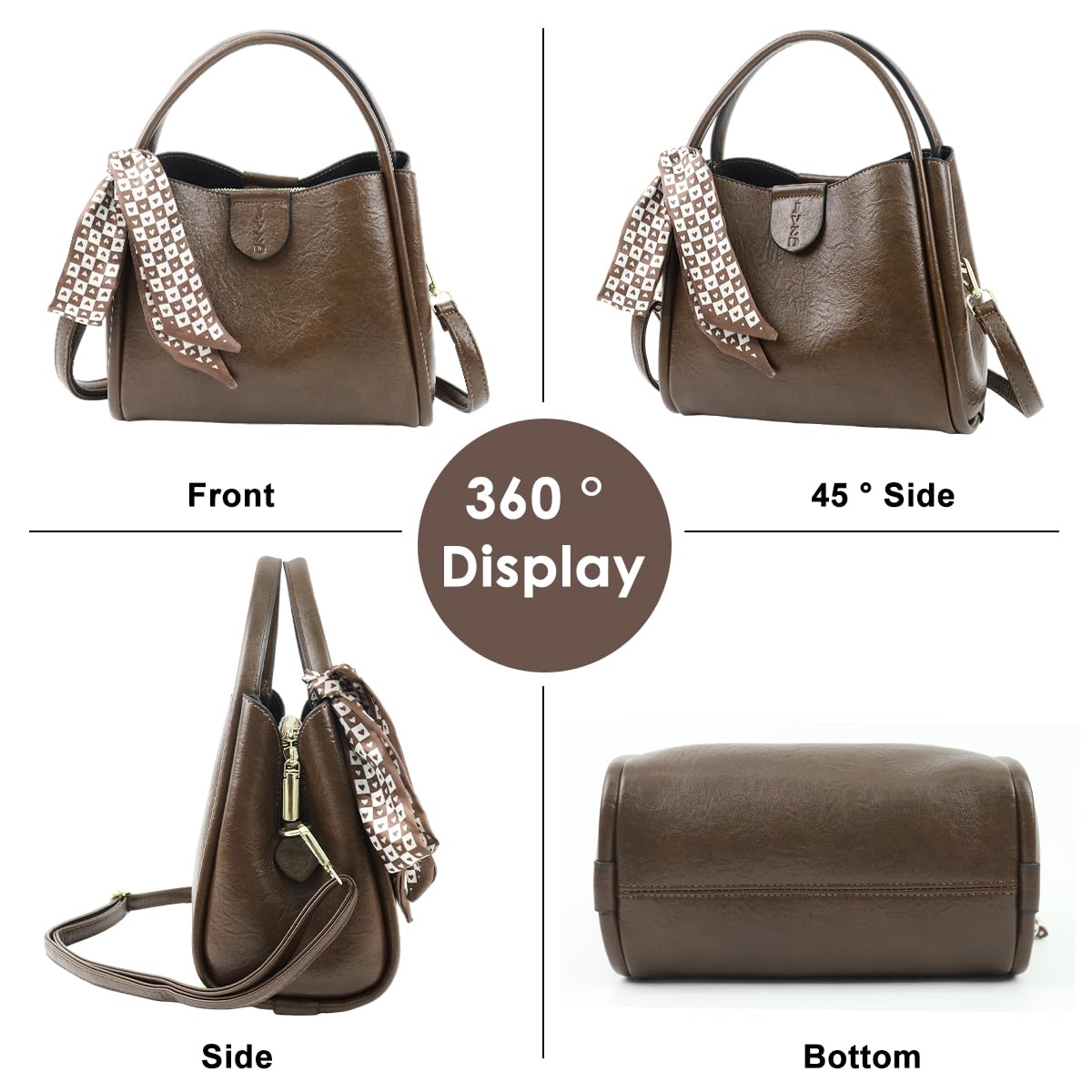 PALAY Fashion Women Handbag for Everyday Use featuring Classic Vintage Brown PU Tote | Versatile Crossbody Bag for Gift Occasions