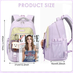 PALAY School Backpack with 3 Zip Compartments and Padded Shoulder Straps for Girls | Khaki Nylon Casual Travel Bag