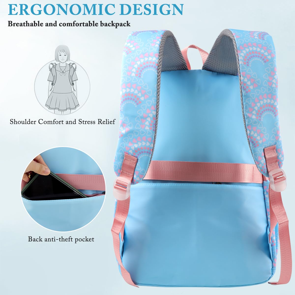 PALAY School Bag for Women featuring Multi Layer Storage and Waterproof Oxford Fabric | Casual Travel Set