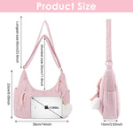 PALAY Corduroy Hobo Bag for Women with Adjustable Strap and Multi Pockets in Pink