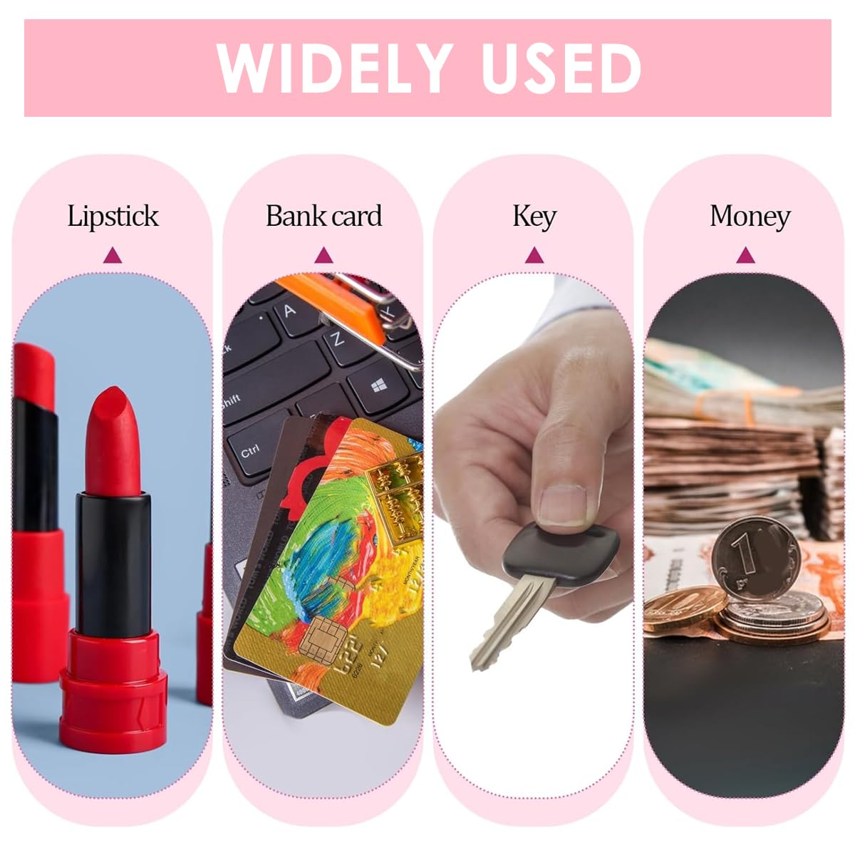 PALAY Small Coin Purse 2Pcs for Daily Use with Metal Keyring and 12x9cm PU Design | Pink and Black