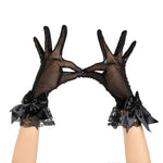 PALAY Lace Gloves for Women featuring 25 cm Short Design with Cute Wrist Bowknot | Elegant Bridal and Party Mittens