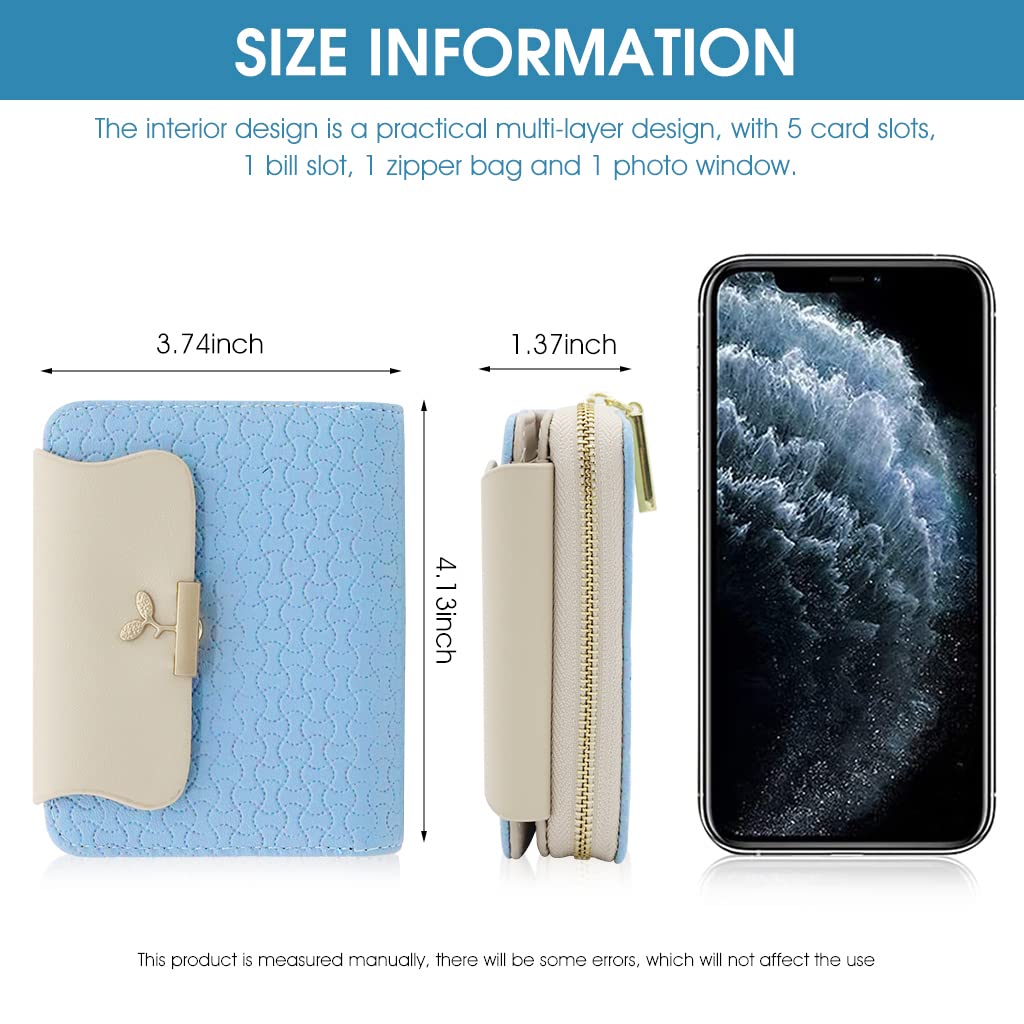 PALAY Mini Wallet for Women with Zipper Bifold Card Holder 12×9×3 cm PU Leather Purse