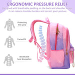 PALAY Large Gradient Purple Fashion Backpack for School Girls 6–12 with Padded Straps and 32×18×44 cm Multi‑Layer Design