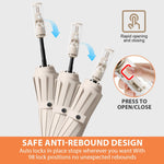 PALAY Umbrella for Sun Protection with 12 Fiberglass Ribs and Clear Handle | Beige Travel Use