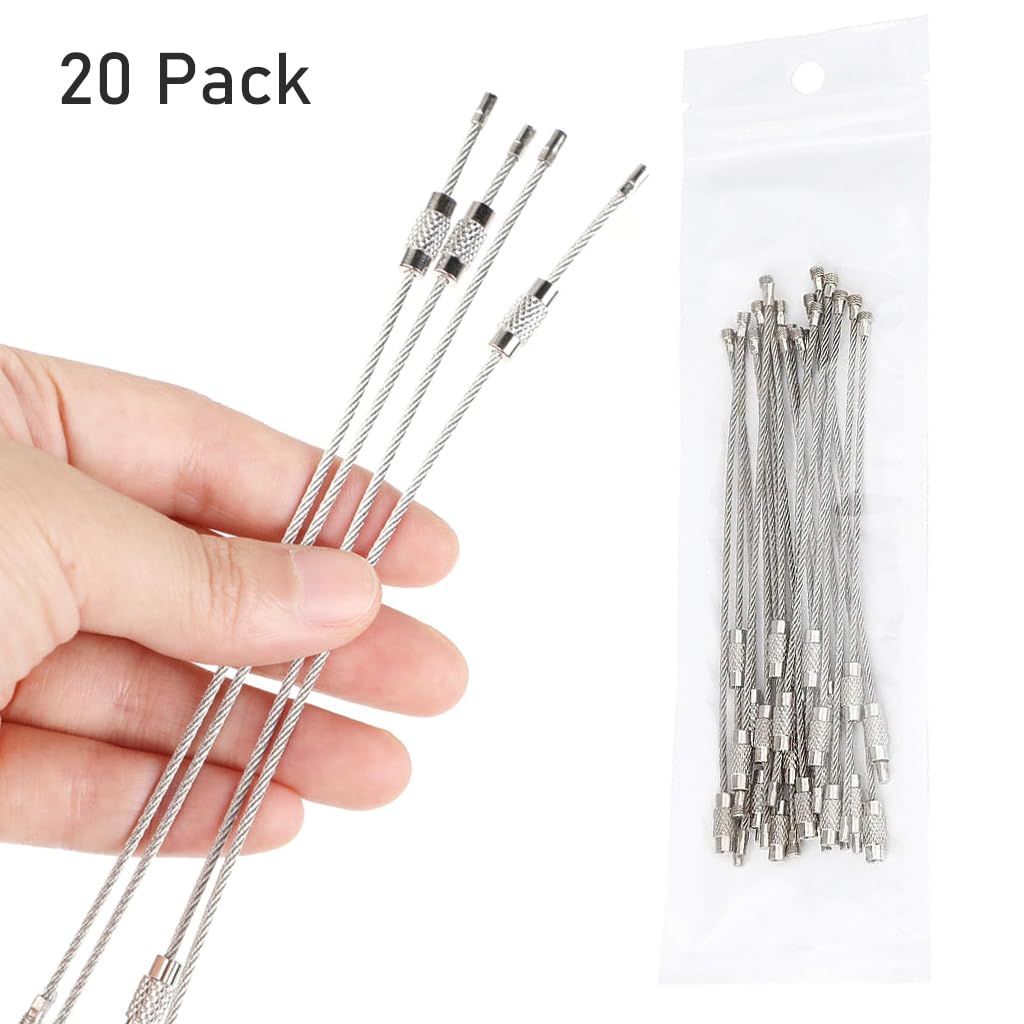 PALAY Keyring Set for Keys and Luggage Organization with Secure Locking Mechanism | 20pcs 15cm Stainless Steel Loops