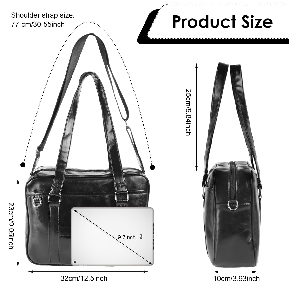 PALAY Tote Bag for Women featuring 32x10x23cm size and stand feet | black PU leather crossbody