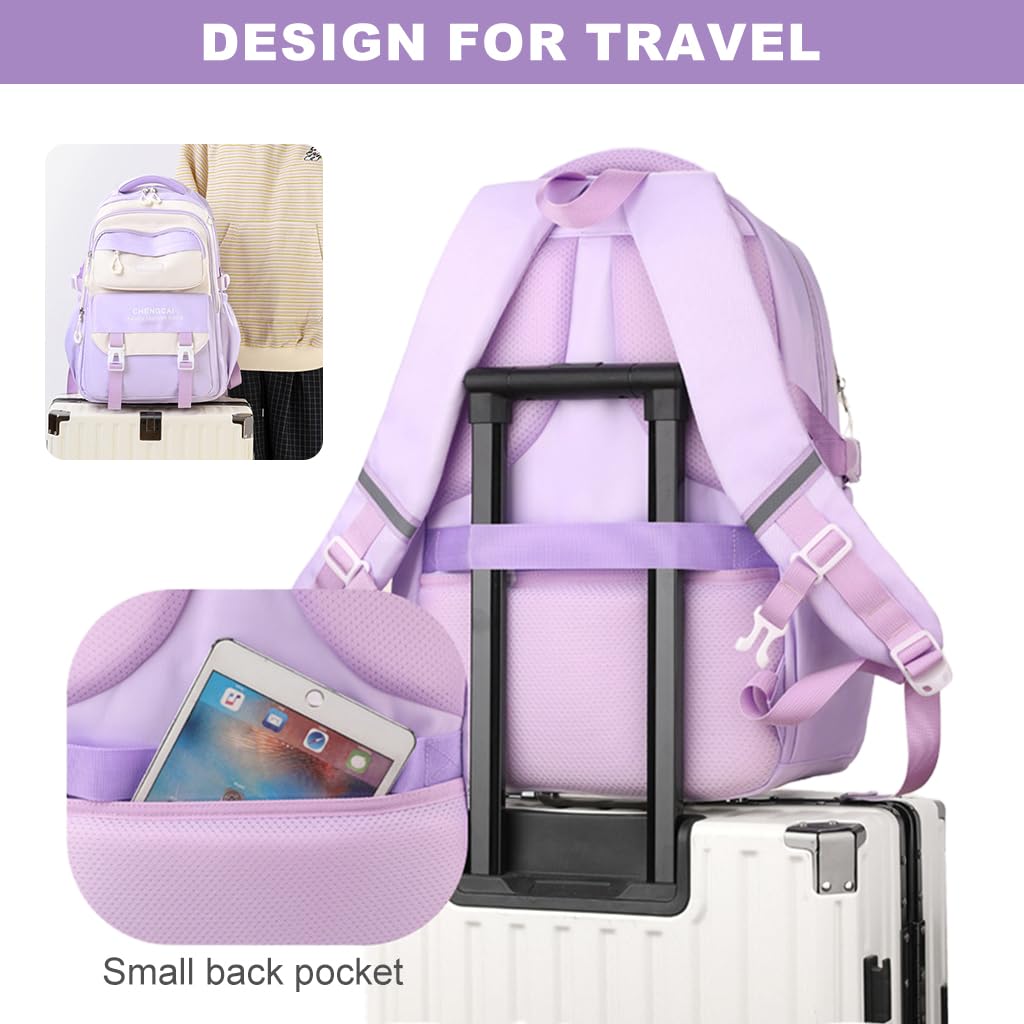 PALAY School Backpack for Girls with Dual Handles and Breathable Back Support | Purple Travel Bag