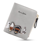 PALAY Small Wallet for Women with 8 Card Slots and Zipper Coin Pocket | PU Leather Grey Purse