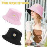 PALAY® Bucket Hat for Girls Foldable Cotton Little Daisy Print Sun Beach Cap Fisherman Hat Casual Outdoor Cap Lovely Bomber Hats for Women Men Boy Girl