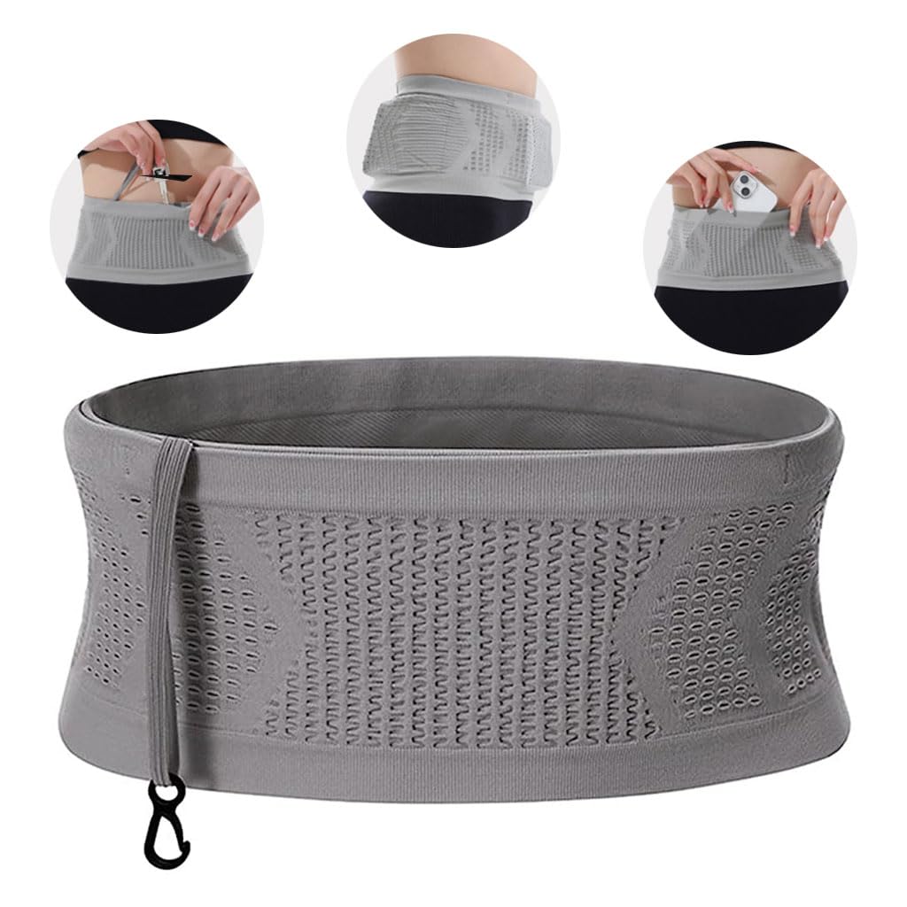 PALAY Running Belt Bag for Workouts featuring 360° Open Pocket and Elastic Hook | Grey