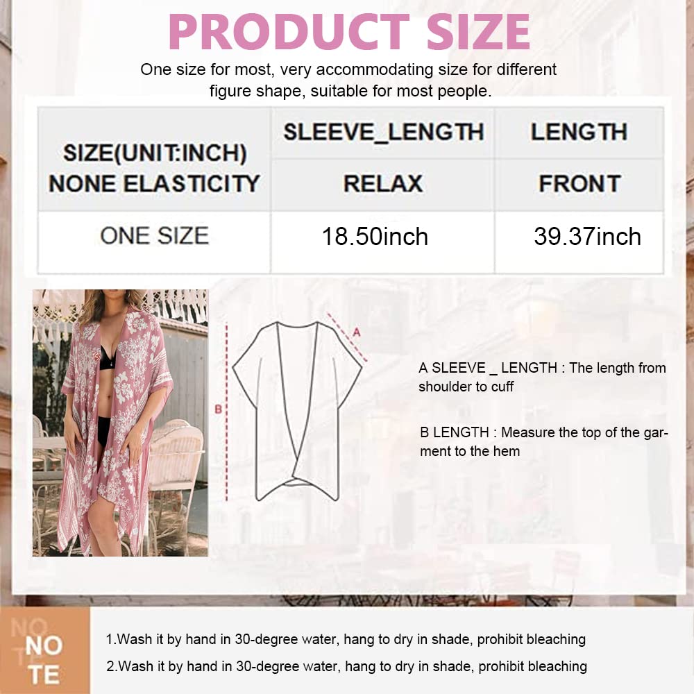 PALAY Women’s Beach Coverups for Bikini Swimwear with 3/4 Sleeves and Open Front | Floral Print Cardigan for Vacation and Resort Wear