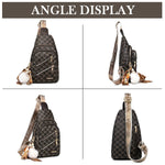 PALAY PU Chest Bag for Women featuring Multi Compartment Zip Up Design and Vintage Print | Travel and Casual Crossbody Sling 2 PCS