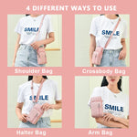 PALAY® Crossbody Phone Bag for Women Mini Wallet Shoulder Crossbody Phone Bag with Earphone Cable Hole Wallet Clutch Bag for Women, Phone Bag for 7.2'' Phone, Pink