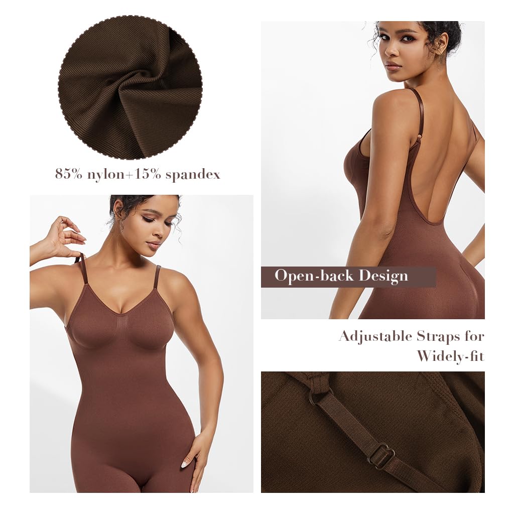 PALAY Backless Shapewear Bodysuit for Women with Tummy Control and Seamless Nylon Fabric