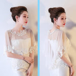 PALAY Lace Shawl for Wedding Dress featuring Sheer White Embroidery | Elegant Wrap for Women