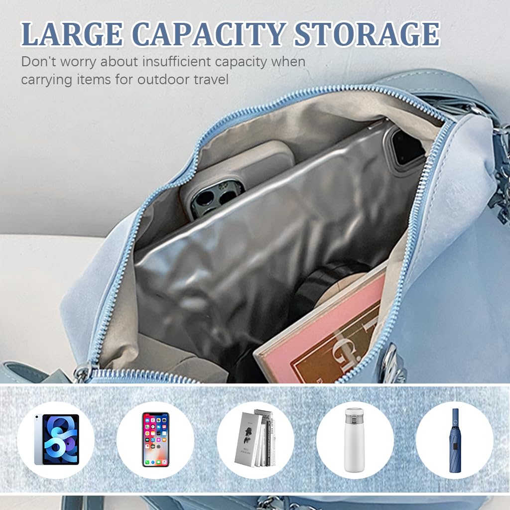 PALAY Tote Bag for Women featuring Convertible Backpack Design with PU Material and Blue Chain Charm