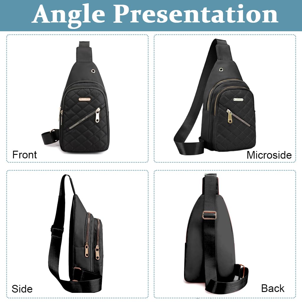 PALAY Crossbody Sling Bag for Women with Oxford Cloth in Stylish Black | Travel Shoulder Phone Bag