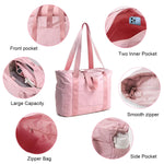 PALAY® Casual Shoulder Bag Hand Bag with Zip-up Closure Tote Bag for Women Fashion Pink Nylon Gym Bag with Yoga Mat Buckle Fashion Lightweight Carry On Bag for Fitness, Travel, Work, 39x15.5x31cm