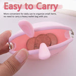 PALAY Silicone Coin Purse for Girls with Cute Bunny Design 10.5x12cm 2 Pcs Pink & White