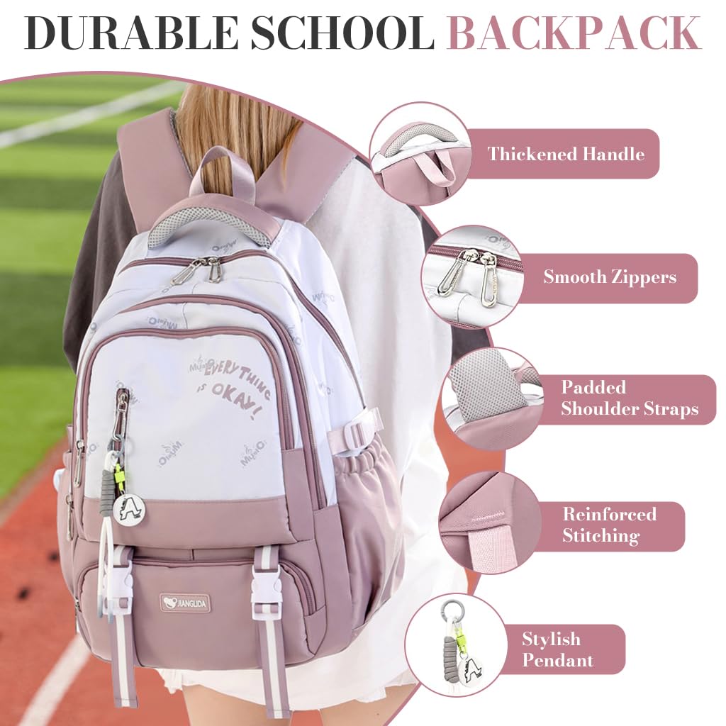 PALAY School Backpack for Girls with 13.3 in Laptop Compartment and Dual Handle | Oxford Patchwork Design