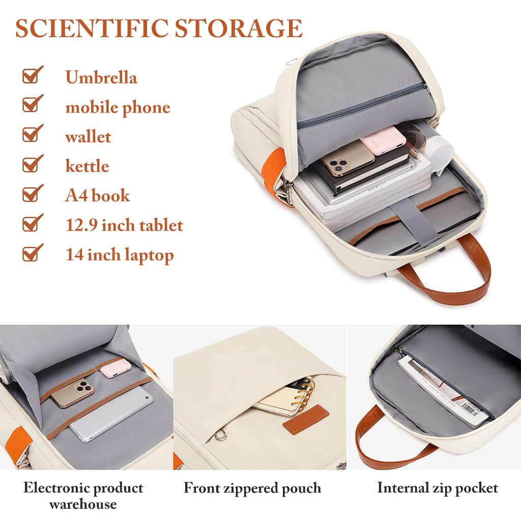 PALAY® Laptop Backpack for Women Fashion Casual Backpack 15.6 inches Laptop Backpack with Handle Double Layer Waterproof Oxford Cloth Travel Backpack Office Laptop Bag, 30x12x41cm