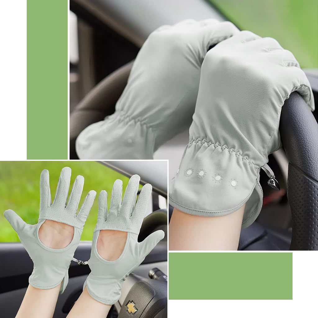 PALAY® Grey Hand Gloves for Sun Protection Gloves for Women Bike Riding, UV Protection Ice Cool Gloves, UPF 50+ Summer Gloves for Bike, Driving - Elastic Cuff & Breathable Palm Design