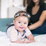 PALAY Girl Headband Set for Daily Wear with Stretchy Knotted Turban | 6pcs Floral Bows