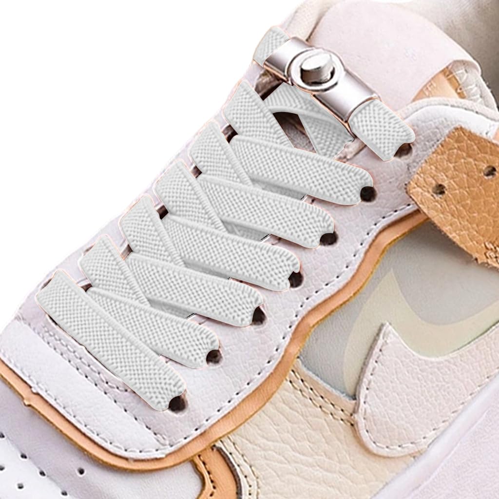 PALAY No Tie Shoelaces for Kids featuring Twistlock Metal Buckles and Elastic Nylon | Black and White 2 Pairs