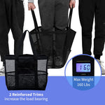 PALAY Beach Tote Bag for Travel and Swimming with Multi Pockets 32×11×32cm Mesh Design | Black