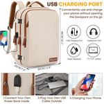 PALAY Travel Laptop Backpack 40L for 15.6 Inch Devices with Double Layer Design and Waterproof Beige Oxford Cloth