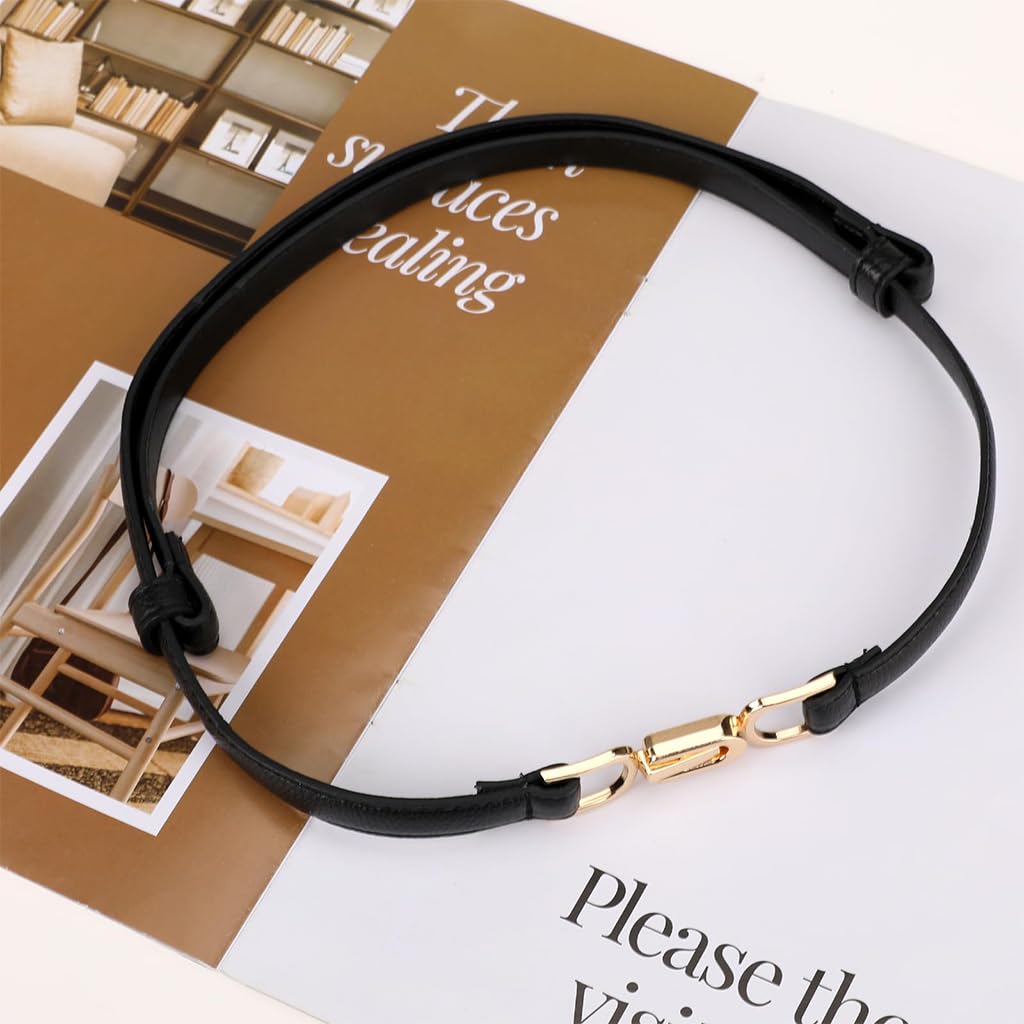 PALAY® 2pcs Womens Faux Leather Skinny Belt Skinny PU Leather Adjustable Slim Thin Waistband Belts with Metal Buckle for Ladies Jean Dress Slim Belt