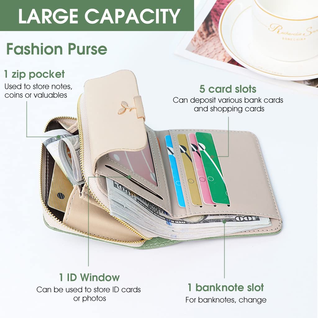 PALAY Small Wallet for Women with Zipper Bifold Card Slots and 12×9×3 cm Compact Design | PU Leather Purse for Travel and Daily Use