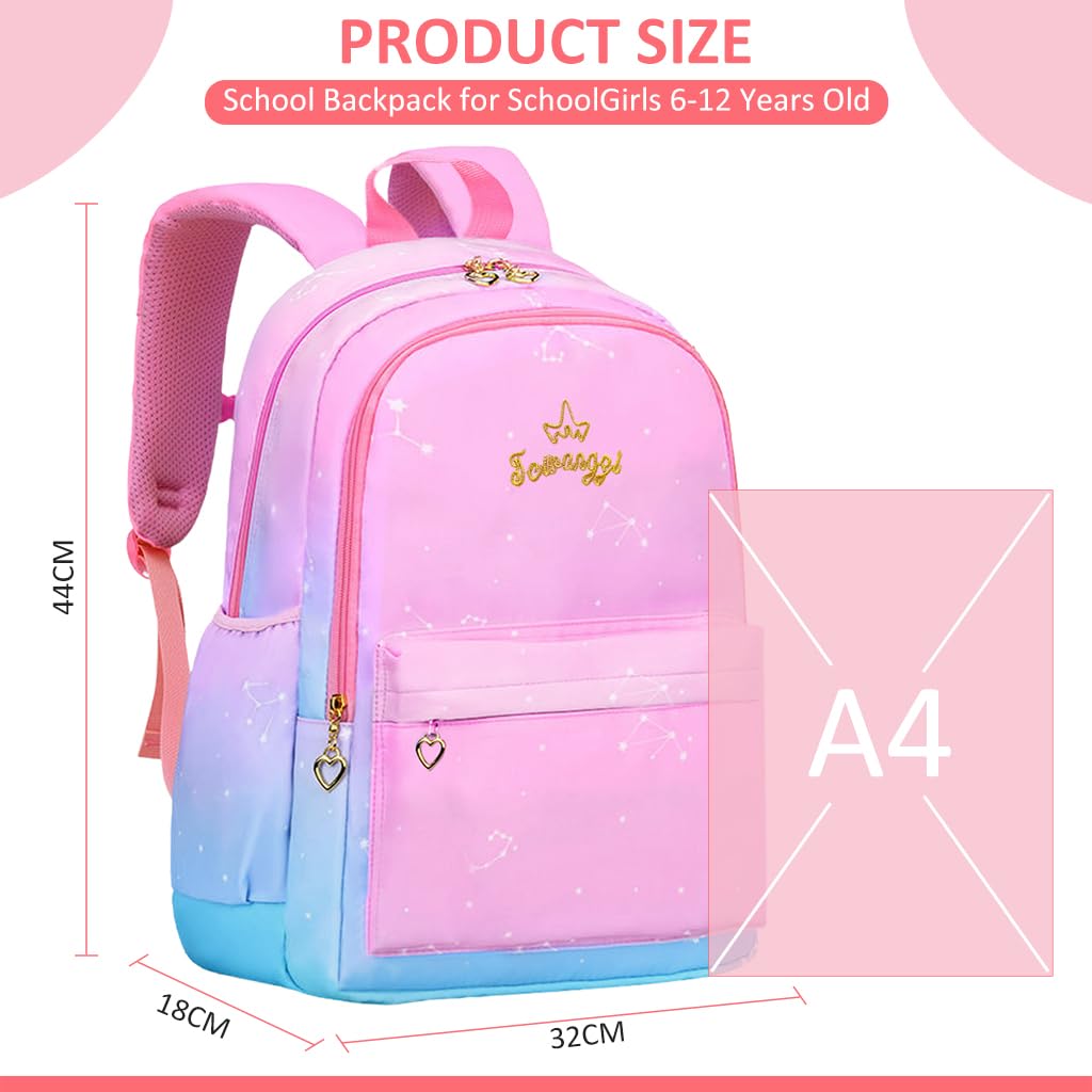 PALAY School Bag for Girls featuring 32×18×44cm multi compartment design | waterproof nylon backpack for 6–12 year olds