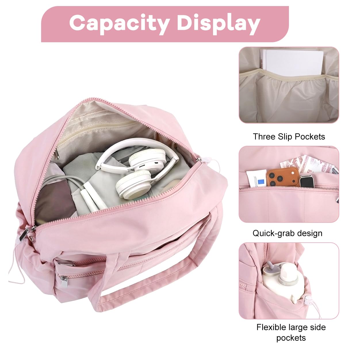 PALAY Women's Quilted Nylon Gym & Travel Duffel Bag